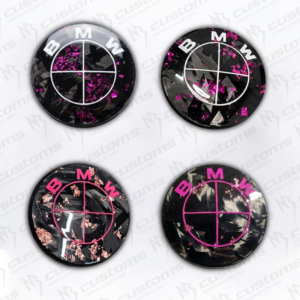 Emblemas carbono real cor de rosa