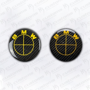Emblemas carbono real amarelo