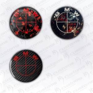 Emblemas carbono real vermelho