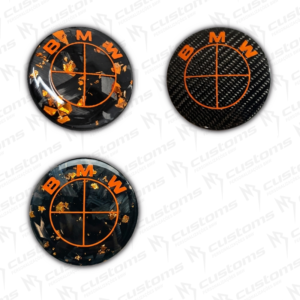 Emblemas carbono real cor-de-laranja